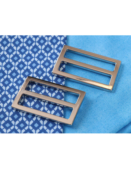 Set di 2 fibbie scorrevoli 22 x 38 mm argento