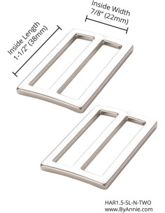 Set di 2 fibbie scorrevoli 22 x 38 mm argento 2