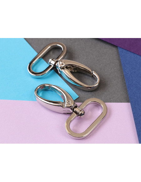 Set di 2 moschettoni passanti 25 mm argento