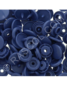 Confezione di 25 bottoni a pressione in resina KAM rotondi - Blu jeans