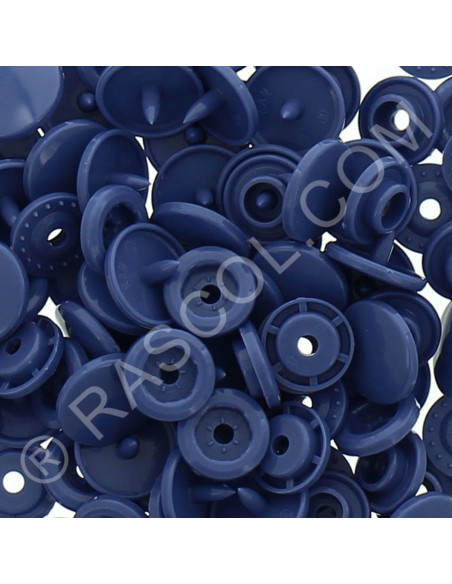 Confezione di 25 bottoni a pressione in resina KAM rotondi - Blu jeans
