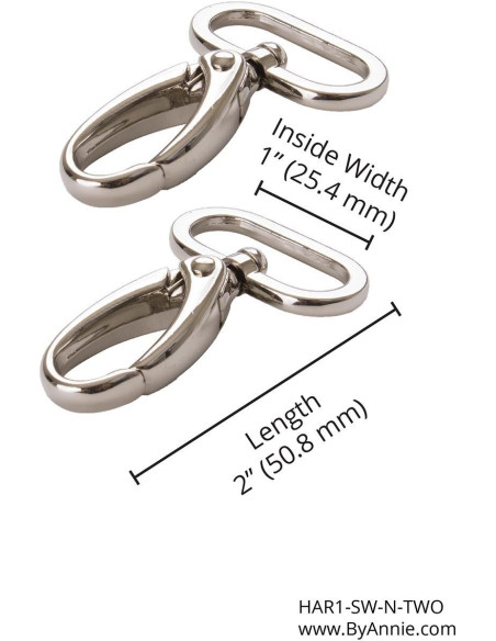 Set di 2 moschettoni passanti 25 mm argento