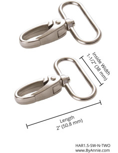 Set di 2 moschettoni passanti 38 mm argento 2