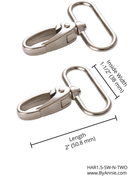 Set di 2 moschettoni passanti 38 mm argento