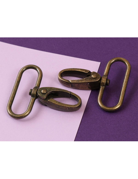 Set di 2 moschettoni passanti 38 mm ottone antico