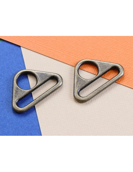 Set di 2 anelli triangolari passanti 25 mm ottone antico