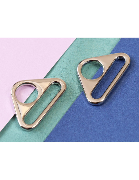Set di 2 anelli triangolari passanti 25 mm argento