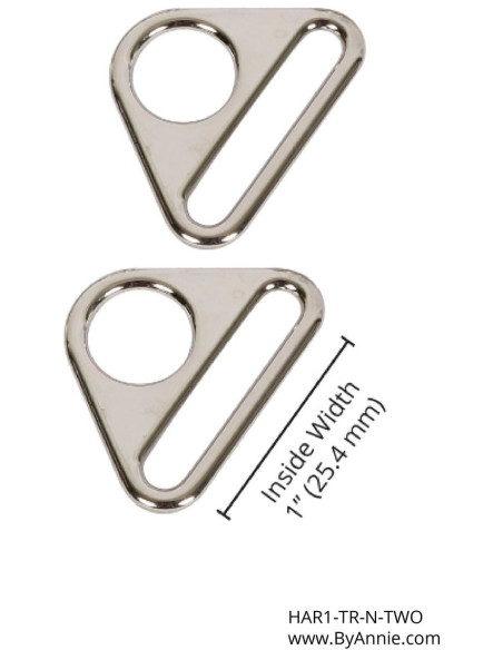 Set di 2 anelli triangolari passanti 25 mm argento