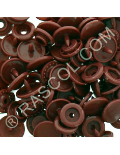 Confezione di 25 bottoni a pressione in resina KAM rotondi - Rame rosso scuro