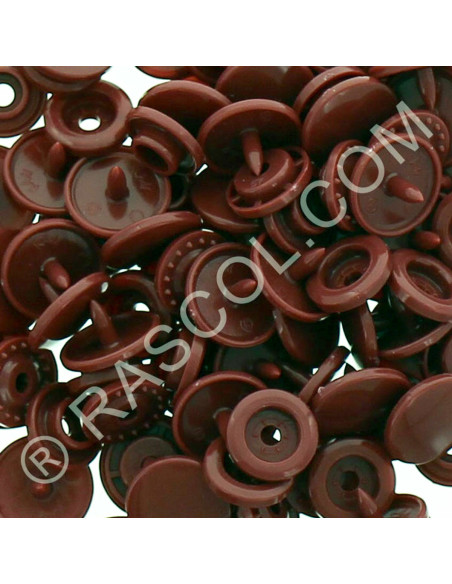 Confezione di 25 bottoni a pressione in resina KAM rotondi - Rame rosso scuro