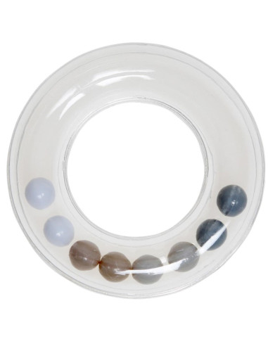Anello sonaglio trasparente con perline 63 mm - Grigio