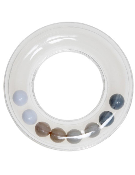 Anello sonaglio trasparente con perline 63 mm - Grigio