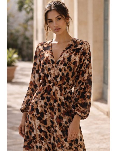 Tissu viscose fantaisie - Gépi marron et beige