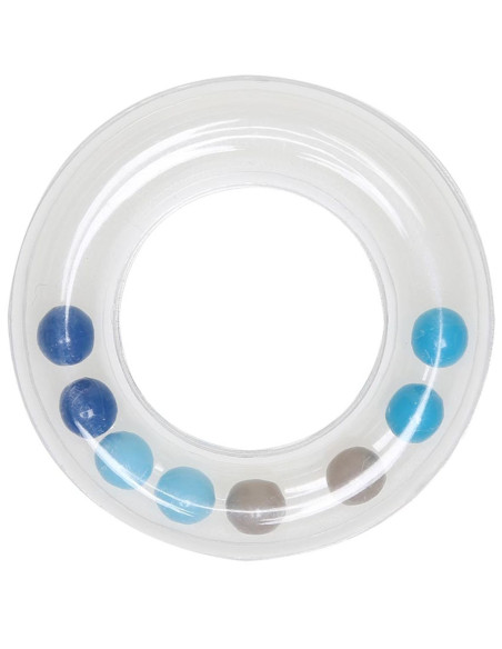 Anello sonaglio trasparente con perline 63 mm - Blu
