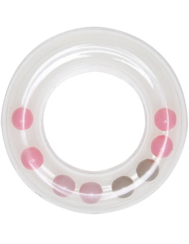 Anello sonaglio trasparente con perline 63 mm - Rosa