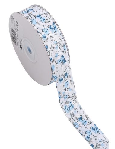 Biais fleuri - Bleu