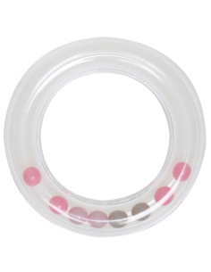 Anello sonaglio trasparente con perline 80 mm - Rosa