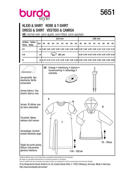 Patron de robe et t-shirt - Burda 5651