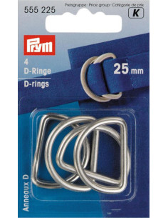 Scatola di 4 anelli a D - Argento 25 mm
