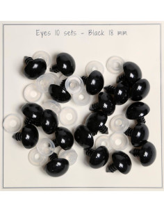 Occhi di sicurezza neri 18 mm - 10 paia