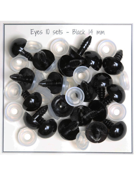 Occhi di sicurezza neri 14 mm - 10 paia