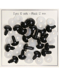Occhi di sicurezza neri 12 mm - 10 paia