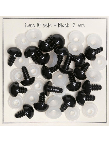 Occhi di sicurezza neri 12 mm - 10 paia