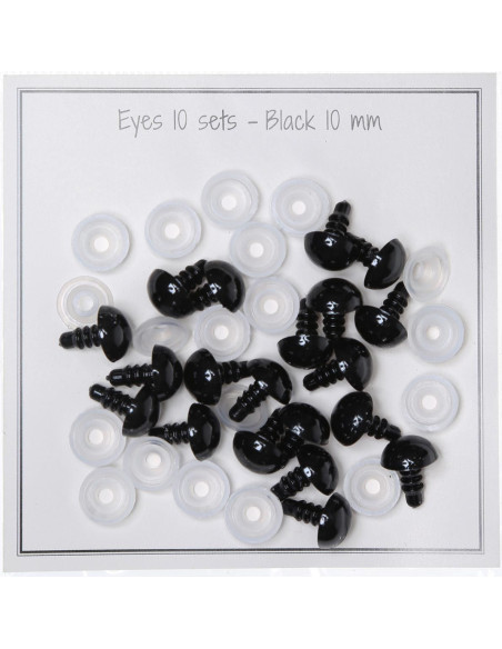 Occhi di sicurezza neri 10 mm - 10 paia