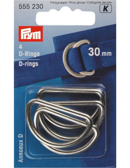 Scatola di 4 anelli a D - Argento 30 mm