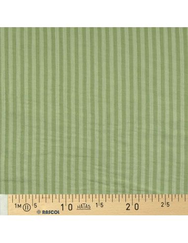 Tissu double gaze gaufrée rayures - Vert clair et amande