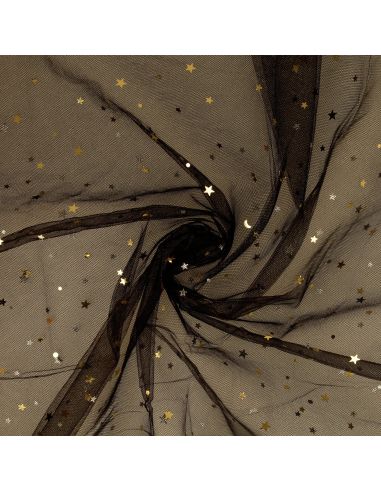 Tulle nuit étoilé - Noir