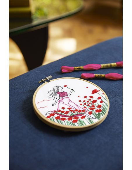 Kit broderie - Coquelicots romantiques
