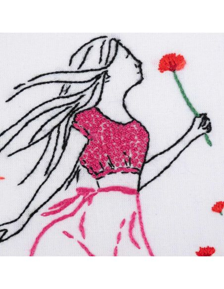 Kit broderie - Coquelicots romantiques
