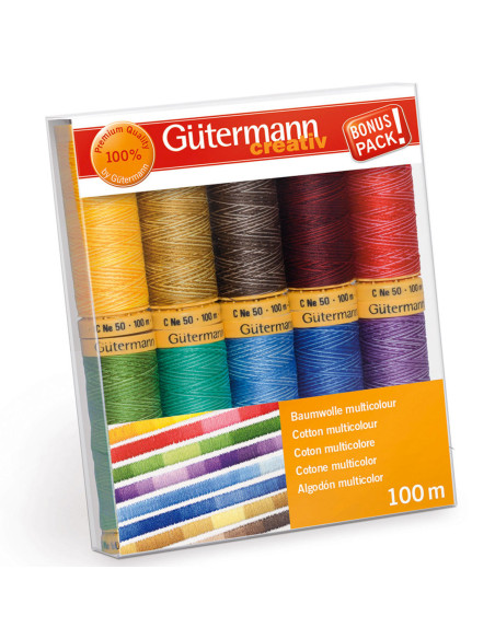 Set di 10 fili da cucito in cotone Gütermann - Multicolore