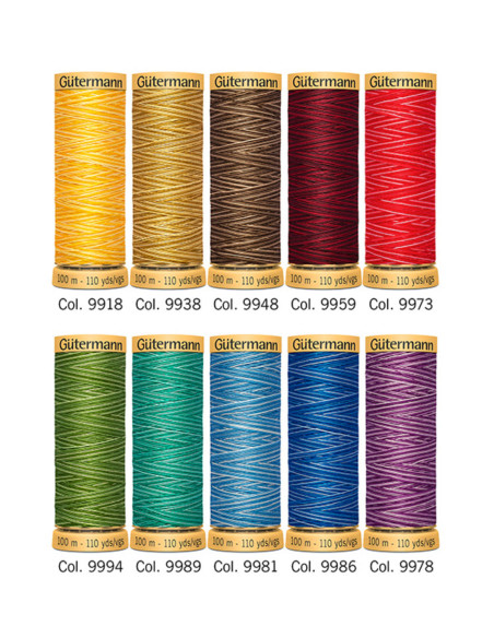 Set di 10 fili da cucito in cotone Gütermann - Multicolore