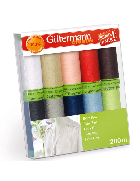 Set di 10 fili da cucito in poliestere Gütermann - Extra fine
