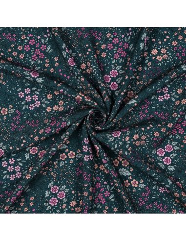 Tissu viscose - Fleurette verte