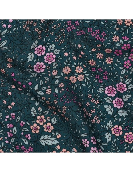 Tissu viscose - Fleurette verte