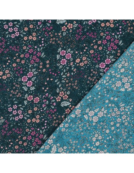 Tissu viscose - Fleurette verte