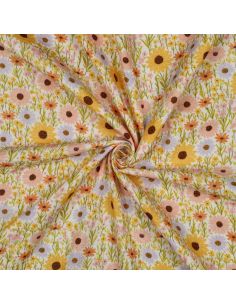 Tissu double gaze imprimé - Champs de fleurs