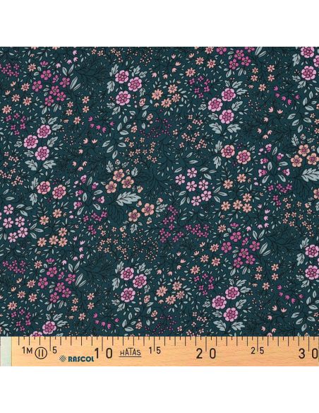 Tissu viscose - Fleurette verte