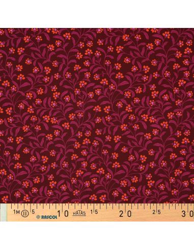 Tissu viscose - Ornements bordeaux