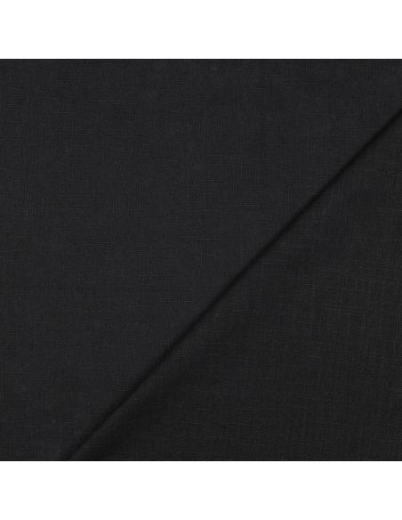 Tissu lin coton lavé - Noir