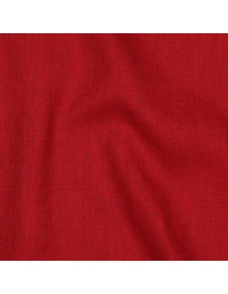 Tissu lin coton lavé - Rouge carmin