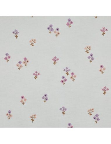 Tissu flanelle - Fleurs fond blanc