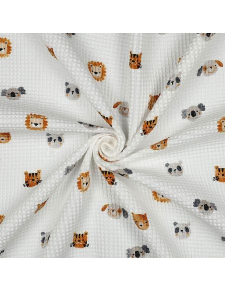 Tissu torchon nid d´abeille d'imprimé - Tête d'animaux
