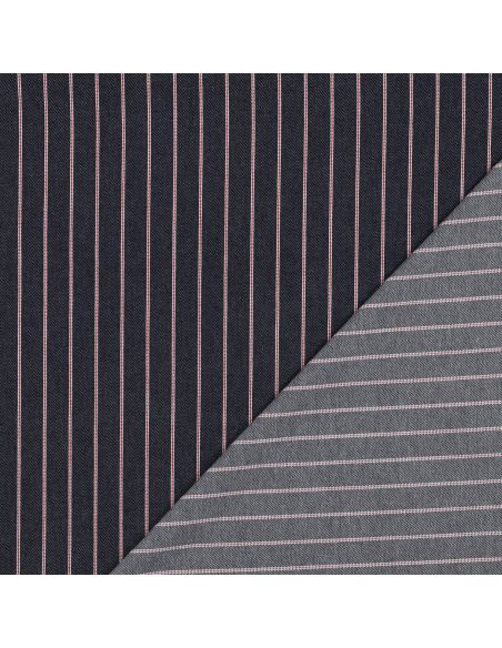 Tissu Denim léger à rayures fines - Bleu denim