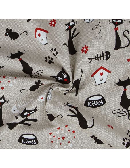 Toile de coton canvas - Chats noirs