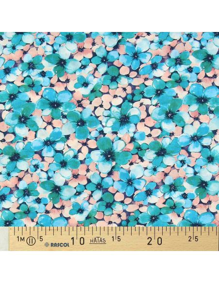 Tissu viscose Anémone - Bleu tiffany