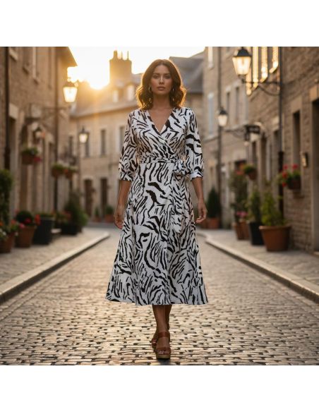 Tissu viscose Zèbre - Blanc